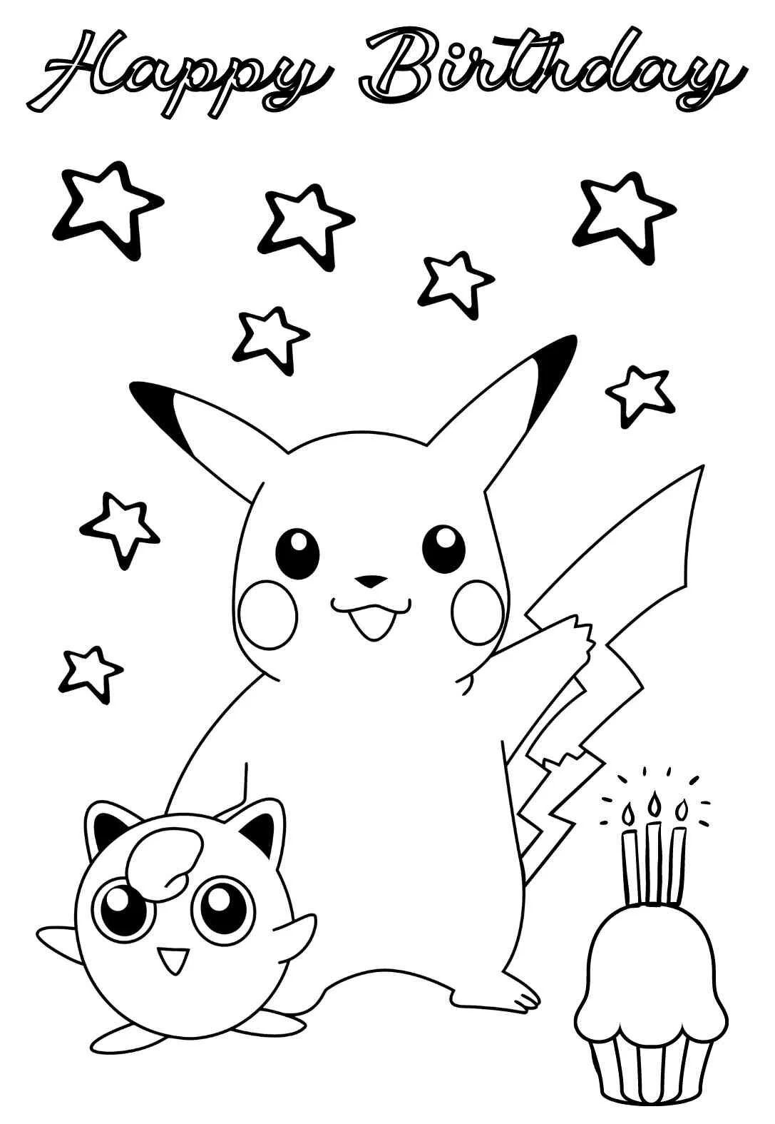 Happy Birthday Pikachu Coloring Page Coloring Pages